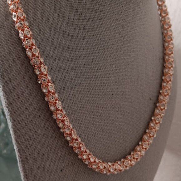 NAPIER Mod/Contemporary Chic Rose Gold Clear CZ Stone Popcorn Chain Necklace - Picture 4 of 8